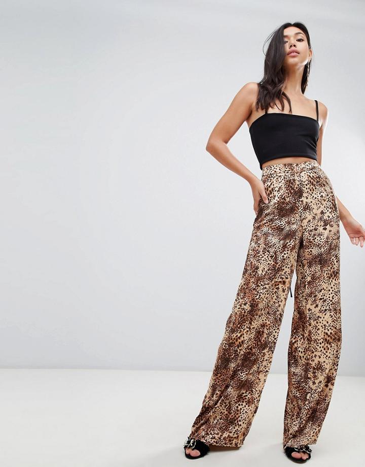 Missguided Leopard Print Flared Trousers - Multi
