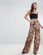 Missguided Leopard Print Flared Trousers - Multi