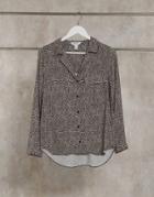 Style Cheat Open Collar Shirt In Micro Leopard Print-grey