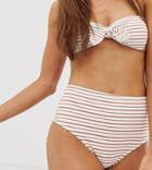 Glamorous Exclusive High Leg Bikini Bottom In Stripe-brown