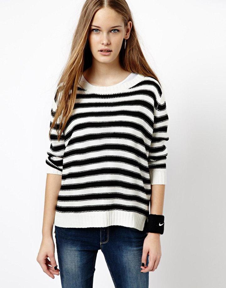J.d.y Striped Crew Neck Knitted Sweater