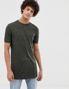 Asos Knitted T-shirt In Khaki Twist-green