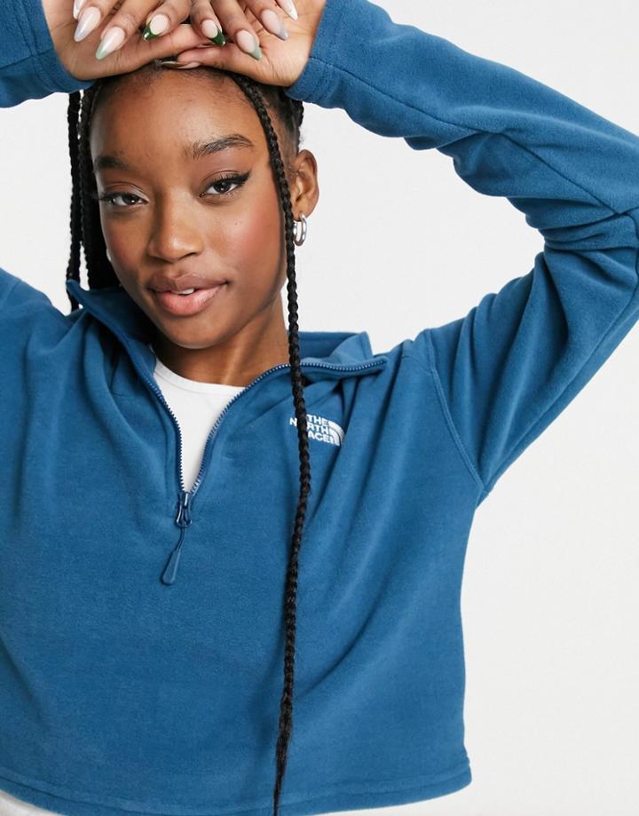 The North Face 100 Glacier 1/4 Zip Cropped Fleece In Navy