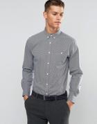Silver Eight Navy And White Mini Check Formal Shirt In Slim Fit - Black