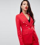 Missguided Tall Exclusive Tall Military Blazer In Red - Red
