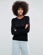 Asos Sweater With Crew Neck And Panel Detail - Black