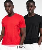 Hugo Bodywear 2-pack T-shirts In Red/black-multi