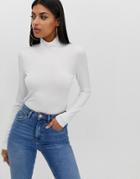 Asos Design Turtleneck Long Sleeve Top In White