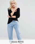 Asos Petite T-shirt With Square Neck And Raglan Sleeve - Black