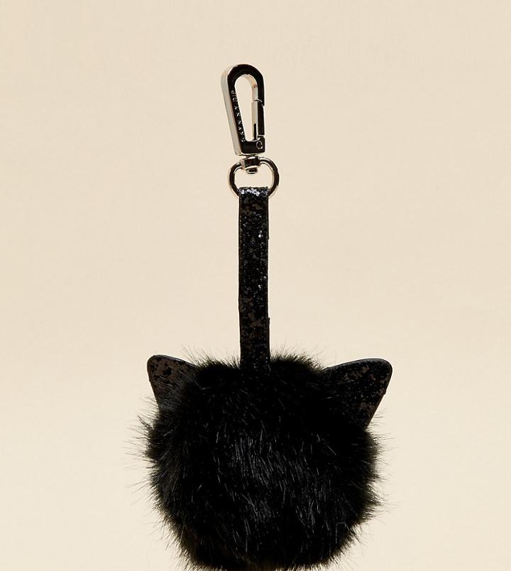 Skinnydip Exclusive Glitter Black Cat Pom Bag Charm - Multi
