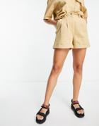 Asos Design Chino Short Set In Washed Honey-brown