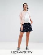 Asos Maternity Woven Short With Bug Print - Blue
