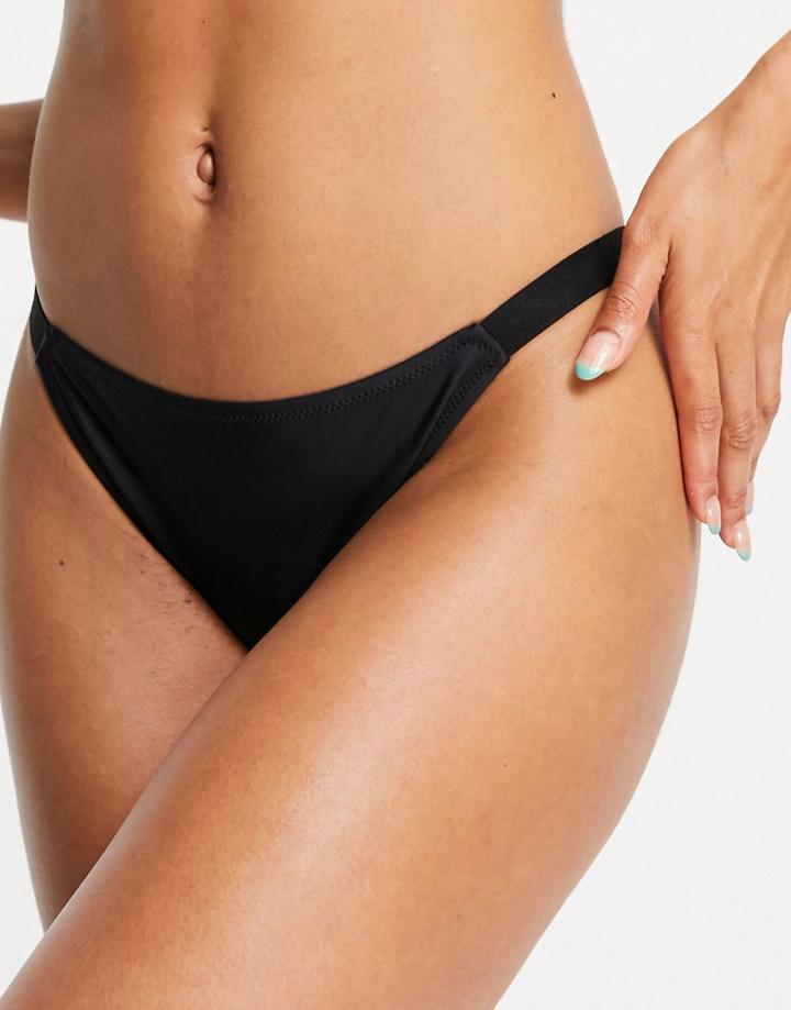 We Are We Wear Mix And Match High Leg Brazilian Bikini Bottom In Black