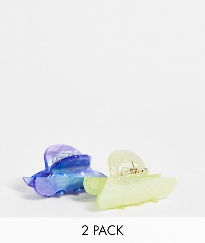 Topshop 2 Pack Mini Hair Claw Clips In Resin-multi