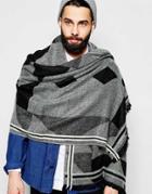 Asos Blanket Scarf In Monochrome Design - Black