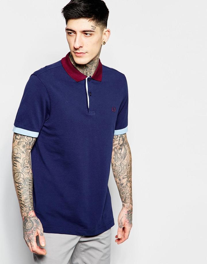 Fred Perry Polo Shirt With Contrast Collar Slim Fit - Carbon Blue