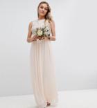 Tfnc Petite Maxi Bridesmaid Dress With Soft Floral Sequin Top - Pink