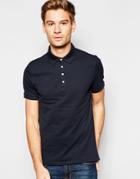 Selected Homme Pique Polo Shirt With Snap Buttons - Black