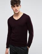 Casual Friday V-neck Sweater In Wool Mix - Red