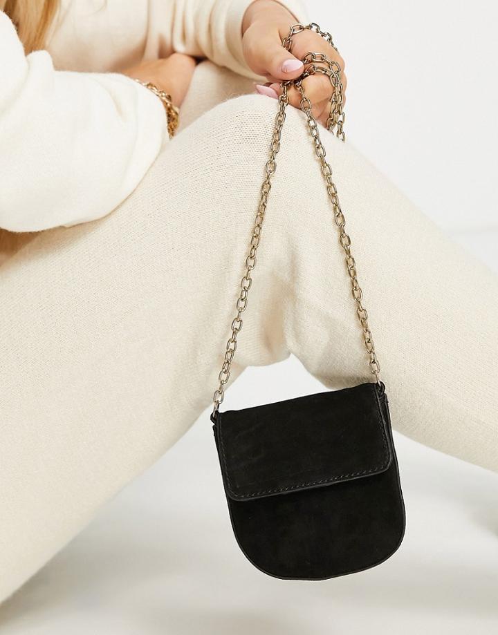 Urbancode Suede Flapover Cross Body In Black