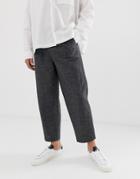 Asos White Relaxed Smart Pants In Crosshatch Linen Mix-gray