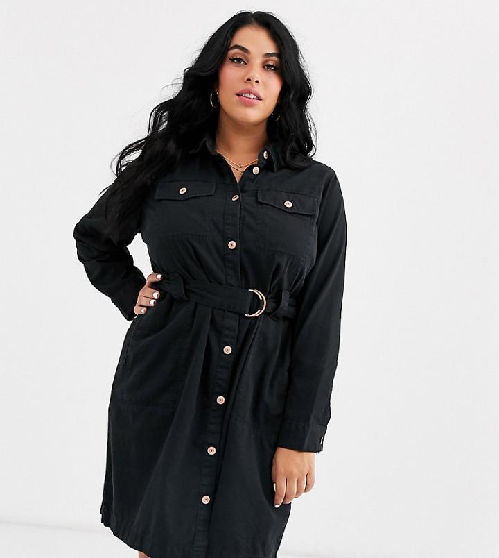 New Look Curve Shirt Dress In Black