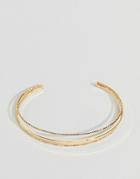 Asos Design Cuff Bracelet With Delicate Ball Detail In Gold - Gold