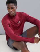 Asics Running 1/4 Zip Sweat In Burgundy - Red