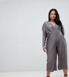 Ax Paris Plus Slinky Wrap Jumpsuit - Gray