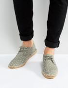 Asos Lace Up Espadrilles In Gray With Star Print - Gray