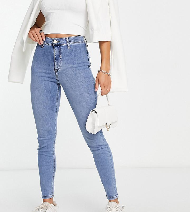 River Island Petite Kaia High Rise Skinny Jeans In Light Blue