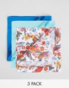 Devils Advocate 3 Pack Pocket Square Parrot Print And Plain Combo - Na