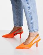 Asos Design Silent Slingback Mid Heeled Shoes In Orange