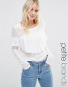 Vero Moda Petite Ruffle Front Jersey Top - White