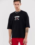 Asos Design Oversized T-shirt With Japanese Text And Print - Black