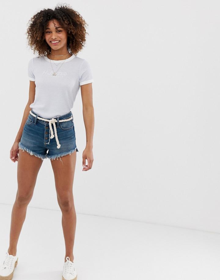 Hollister Mom Fit Denim Shorts - Navy