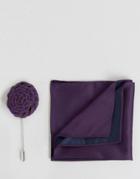 Devils Advocate Pocket Square And Flower Lapel Pin - Purple