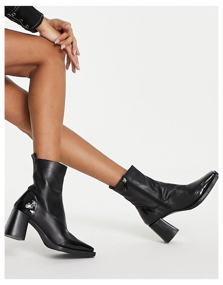 Asra Harper Mid Heel Boots In Black Leather