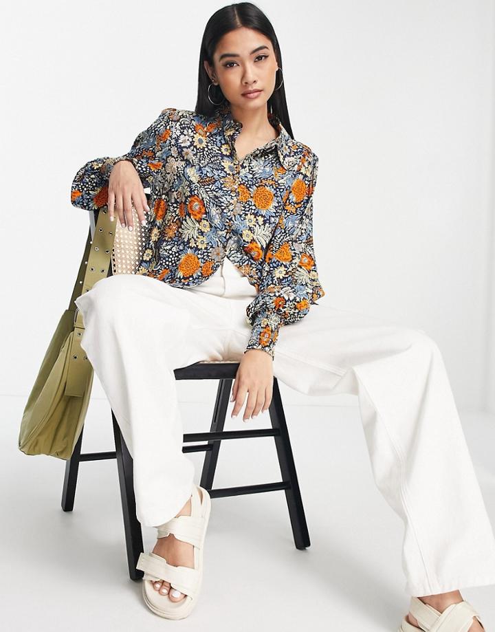 Y.a.s Printed Shirt In Navy - Part Of A Set-multi