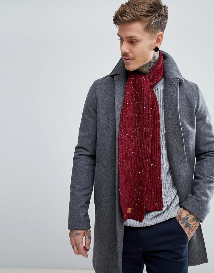 Dead Vintage Cable Scarf With Burgundy Fleck - Red