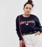 Daisy Street Plus Boyfriend Sweatshirt With West Coast Print - Navy
