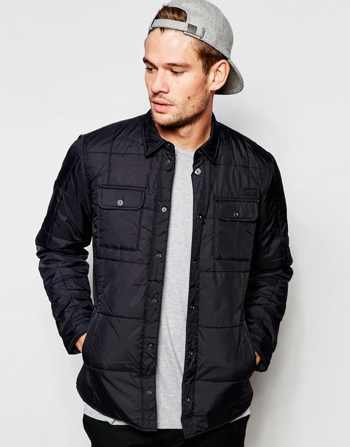 Blend Quilted Jacket Lightweight Nylon In Black - Black