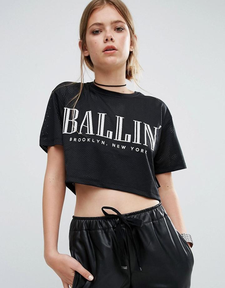 Criminal Damage Ballin Crop Top - Black