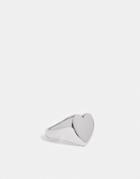 Asos Design Waterproof Stainless Steel Heart Shaped Signet Ring-silver