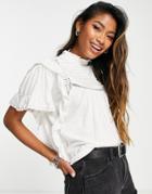 Free People Le Femme High Neck Blouse In White