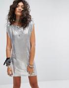 Sacred Hawk Chainmail T-shirt Dress - Silver
