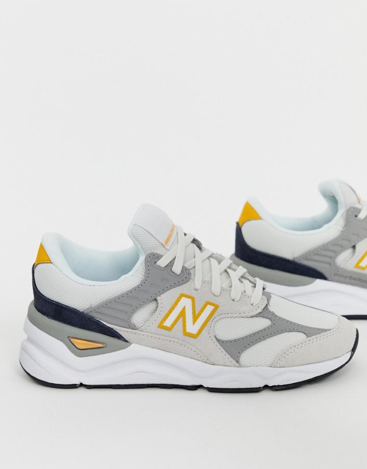 New Balance X90v1 Cream And Yellow Sneakers - Cream