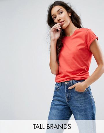New Look Tall Turn Up Sleeve T-shirt - Red