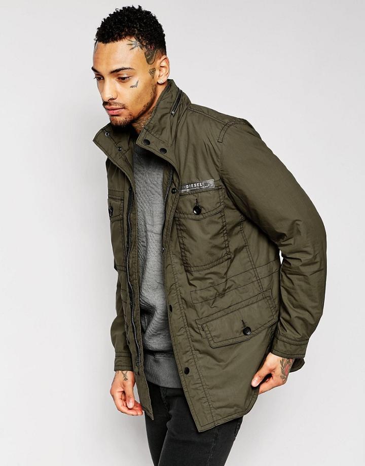 Diesel J-rico Military Field Jacket Khaki - Khaki