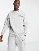 Asos Actual Oversized Sweatshirt In Gray Heather With Printed Logo - Part Of A Set-white
